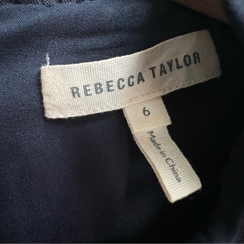 Rebecca Taylor Spring Navy Ruffle Sleeveless Dress Size 6 Wool Tailored Luxury - Picture 7 of 12